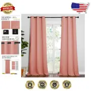 Coral Blackout Curtain Panels - Room Darkening Drapes, 95" Length, Set of 2