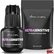 Ultra Sensitive Professional Eyelash Extension Glue 5ml - Low Humidity Strong Black Bonding Adhesive for Long Lasting Semi Permanent Individual Lash Extensions - 3-4s Fast Drying/5-6 Week Retention