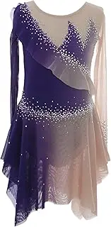 [Zagitova] Figure Skating Dress for Women, Gradient Ice Skating Costumes for Competition Irregular Hem Dance Clothes