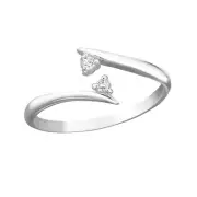 TJS 925 Sterling Silver Toe Ring Converge Clear CZ Adjustable Fine Jewellery