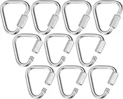 uxcell 10-Pack Quick Chain Link Connector, M6 1/4" 304 Stainless Steel Triangle Locking Repair Chain Links for Swing/Camping/Hiking/Backpack, Twist Key Ring Screw Chain Link [Silver]