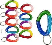 Lucky Line 2” Spiral Wrist Coil with Steel Key Ring, Multi-Color Flexible Wrist Band Key Chain Bracelet, Stretches to 12”, 25 PK, Assorted Colors (41077)