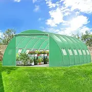 ALFORDSON Greenhouse Garden Shed Cover, Walk-in Tunnel Green House with Ventilation Windows, Steel Frame Grow Tent for Gardening Plants Flowers, 6x4x2M