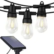 Brightech Ambience Pro - Waterproof LED Outdoor Solar String Lights - 1W Vintage Edison Bulbs - 48 Ft Heavy Duty Patio Lights Create Cafe Ambience On Your Porch - Soft White