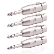 4 Pack XLR Female to 1/4" TRS Adapter, Balanced Female XLR to Quarter Inch