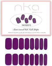 NKA Semi Cured Gel Nail Polish Strips -16 Double Ended Long Nail Wraps -UV LED Lamp Curing Stickers -Grape Purple
