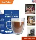 Set of 2 Sturdy Double Wall Coffee Mugs - 20oz Glass for Hot or Cold Beverages