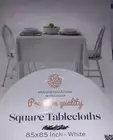 Square Tablecloth 85 x 85 Inch White Table Cloth for Square Table