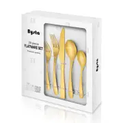 Matte Gold Silverware Set, Bysta 20-Piece Stainless Steel Flatware Cutlery Se...