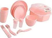 TENOL Dinnerware Set Outdoor Tableware Reusable Portable Spice Jars Cutlery Camping Utensils for Hiking Picnic Travel Kitchen Dorm