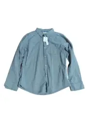 Pumpkin Patch Boys Button Up Shirt Size 12 Years Green Long Sleeve BWNT