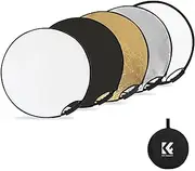 60cm/23.6in Photography Collapsible Light Reflector 5-in-1(Translucent, Silver, Gold, White, Black) with Carrying Handle Storage Bag for Studio Product Portrait Wedding Photography
