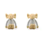 2x The Peanutshell Elephant Plush Knitted Cotton Animal Baby Toy 35cm Brown 0+