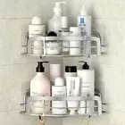 Bathroom Corner Shower Shelfs Adhesive Wall Mounted Shower Caddy with 4 Movable