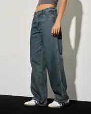 [Worship Supplies] Worship Supplies Women's Sloucher Jeans in Blasted Blue Size 4 4 Blasted Blue