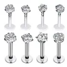 8pcs Steel & Acrylic Labret Monroe Studs Ear Tragus Cartilage Earrings Lip Rings