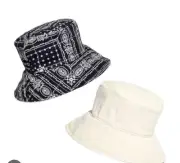 NEW MADEWELL reversible Quilted Bucket Hat Size M/L Cream Naby Blue Cotton