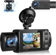 3 Channel Dash Cam,1296P Dash Cam Front and Inside,Triple Dash Cam 1296P+1296P+1