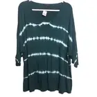 Lane Bryant Teal Tie Dye V Neck Tunic Top Casual Stretchy Size 14/16