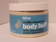 NEW Bliss vanilla+bergamot body buff 12 oz, RARE and HARD TO FIND