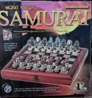 Vtg Japan Samurai Excalibur Electronics Chess Set Handpainted Wood Box New NOS