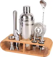 12pcs Cocktail Shaker Set with Bamboo Stand for Home Bartending