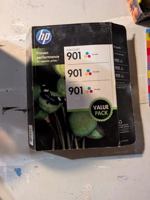 Vintage New HP Officejet 901 Tri-Color Value Pack 3 Pk Ink Cartridges Exp 2015