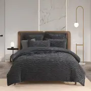 Renee Taylor Charlotte Jacquard Bedding Quilt Cover with Pillowcase Set Onyx