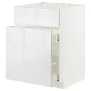 METOD / MAXIMERA base cab f sink+3 fronts/2 drawers, white/Ringhult white, 60x60x80 cm