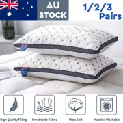 2/4/6 Pack Hotel Quality Pillow Checked Adjustable Firm Home Bed Standard Pillow