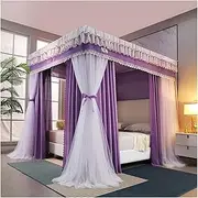 Bed Canopy Bedroom Mosquito Net for 5ft/1.5m Bed, 4 Corner Support Luxury Bed Canopy, Blackout & Dustproof Bed Curtain Mosquito Net (Color : Style 7, Size : 150x200x200cm)