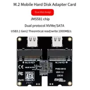 M.2 NVMe SATA SSD Enclosure Adapter Card 4TB JMS581 Type-C USB3.1 Gen29424