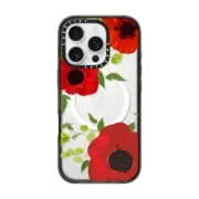iPhone 16 Pro Impact Case MagSafe Compatible Poppy Floral Vine Leaf JetBlack Design
