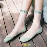 襪子 女襪 棉底中筒襪 薄款 玻璃襪 日系 透明 水晶絲襪 韓國襪子 學院風