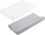 IMIKEYA 2Pcs Changing Pad Polyester Changing Table Covers for Boy Girl and Fade Resistant Machine Washable Comfortable for Sensitive Skin Grey