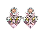 Women Fashion Rhinestones Exaggerated Bohemian Ear Stud Earrings Jewelry Gift-Pink - Pink