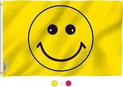 ANLEY Fly Breeze 3x5 Foot Yellow happy Face Flag - Vivid Color and UV Fade Resistant - Canvas Header and Double Stitched - Happy Face Flags Polyester with Brass Grommets 3 X 5 Ft