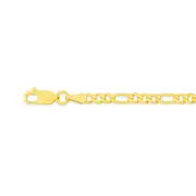 9ct Gold 18.5cm Solid Figaro 3+1 Bracelet