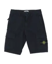 Stone Island Junior Button Detailed Logo Patch Shorts 8Y,5Y,14Y,12Y,10Y black