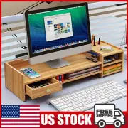 Computer Desktop Monitor Stand Laptop TV Display Screen Storage PC Riser Shelf