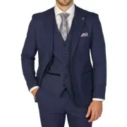 Paul Andrew Mark - Men's Navy Checked Tailored Fit Blazer