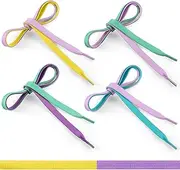 [Solsew] 4 Pair Dual Colored Tying Aid Learning Shoelaces Learn to Tie Shoelaces for Early Learning Teaching Educational