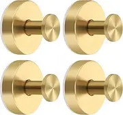 IODOO Suction Cup Hooks for Shower Stainless Steel, Towel Hooks for Bathrooms, Shower Hooks for Bathroom, Kitchen, Glass Door, Mirror, Tile, Loofah, Towel, Coat, Bath Robe, Brushed Gold 4 Pack