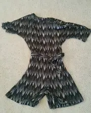 NWT $50 Robert Louis Size M Black & White Romper Jumpsuit Tie Belt Pockets