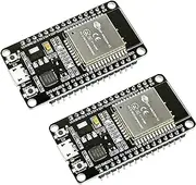 2Pack ESP-WROOM-32 ESP32 Development Board WiFi Bluetooth CP2102 Dual Core 2.4GHz Microcontroller Compatible with Arduino IDE, NodeMCU
