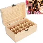 [Wosune] Essential Oil Box, Safe Wooden 15 Slot Essential Oil Storage Case Large Capacity Essential Oil Storage Cabinet Carefully Crafted Essential Oil Stand