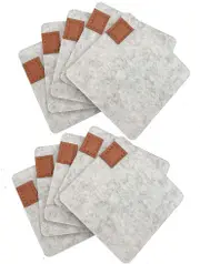 10PCS Felt Coasters, Coasters with Coasters- Square-Absorbent Non-Stick Coasters, Used for Mugs, Gardens, Beer, Dining Tables (Washable) (White Gray)