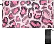 GAIGEO Pink Leopard Skin Beach Towels Sandproof Swimmer Towel Quick Dry Large Pool Towels Oversized Beach Pool Yoga Camping Gifts 60 x 30 Inch