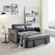 Matilda Convertible Velvet Sleeper Sofa Bed with Reclining Backrest and 2 Throw Pillows, USB cable