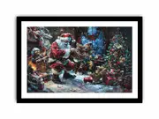 Playful Santa Christmas painitng Art Framed print